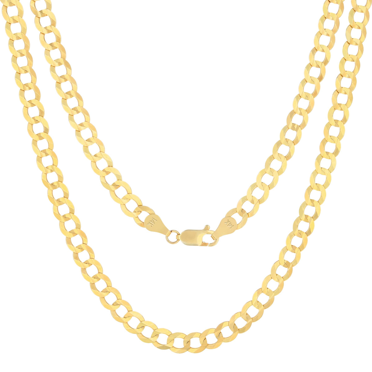 14k Yellow Gold Cuban Curb Link Chain Necklace F155253