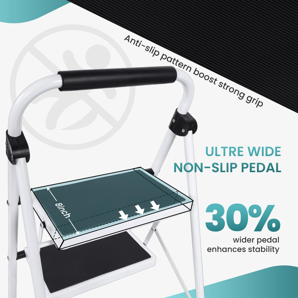 3 Step Ladder with Anti-Slip Pedal & Handrail W8886