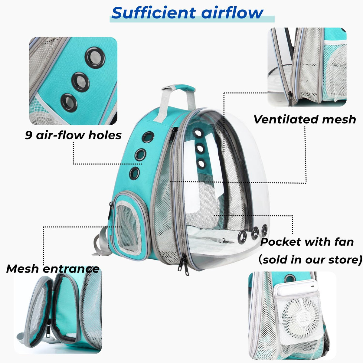 Expandable Cat Backpack with Mini Fan N280