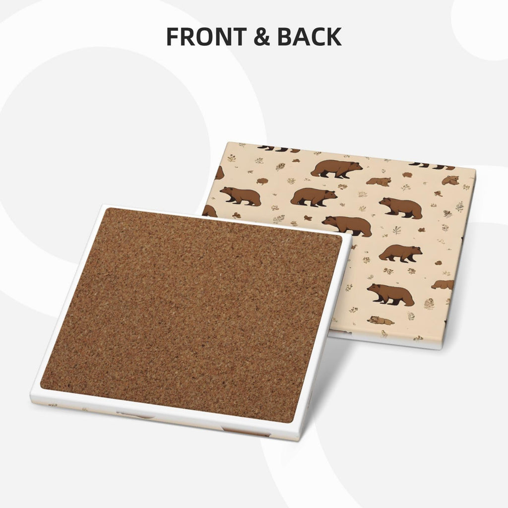 Square Cartoon Bear Ceramic Coasters Set of 6 K928