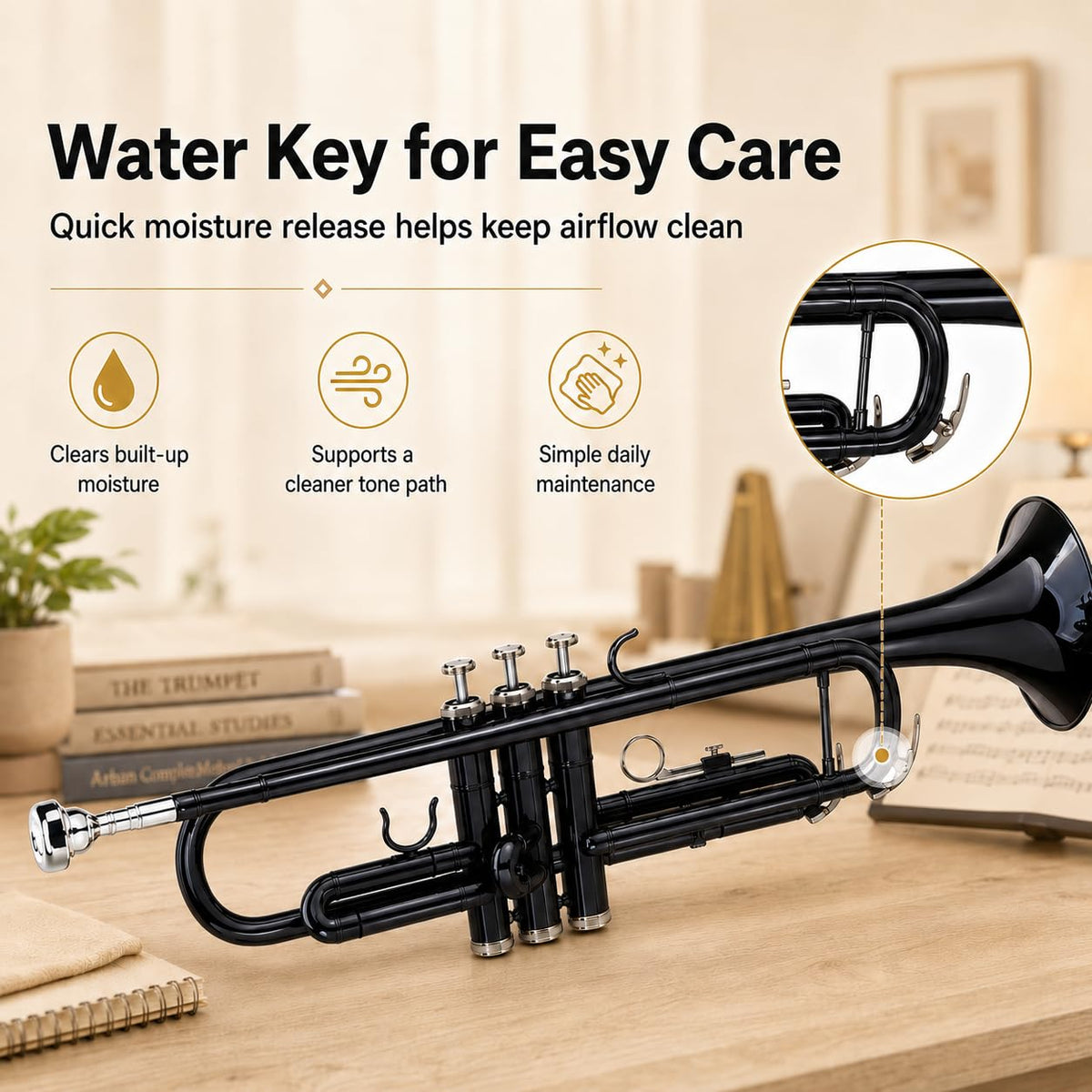 Bb Standard Trumpet Set with Hard Case, 7C Mouthpiece, Cleaning Cloth & Gloves O5001