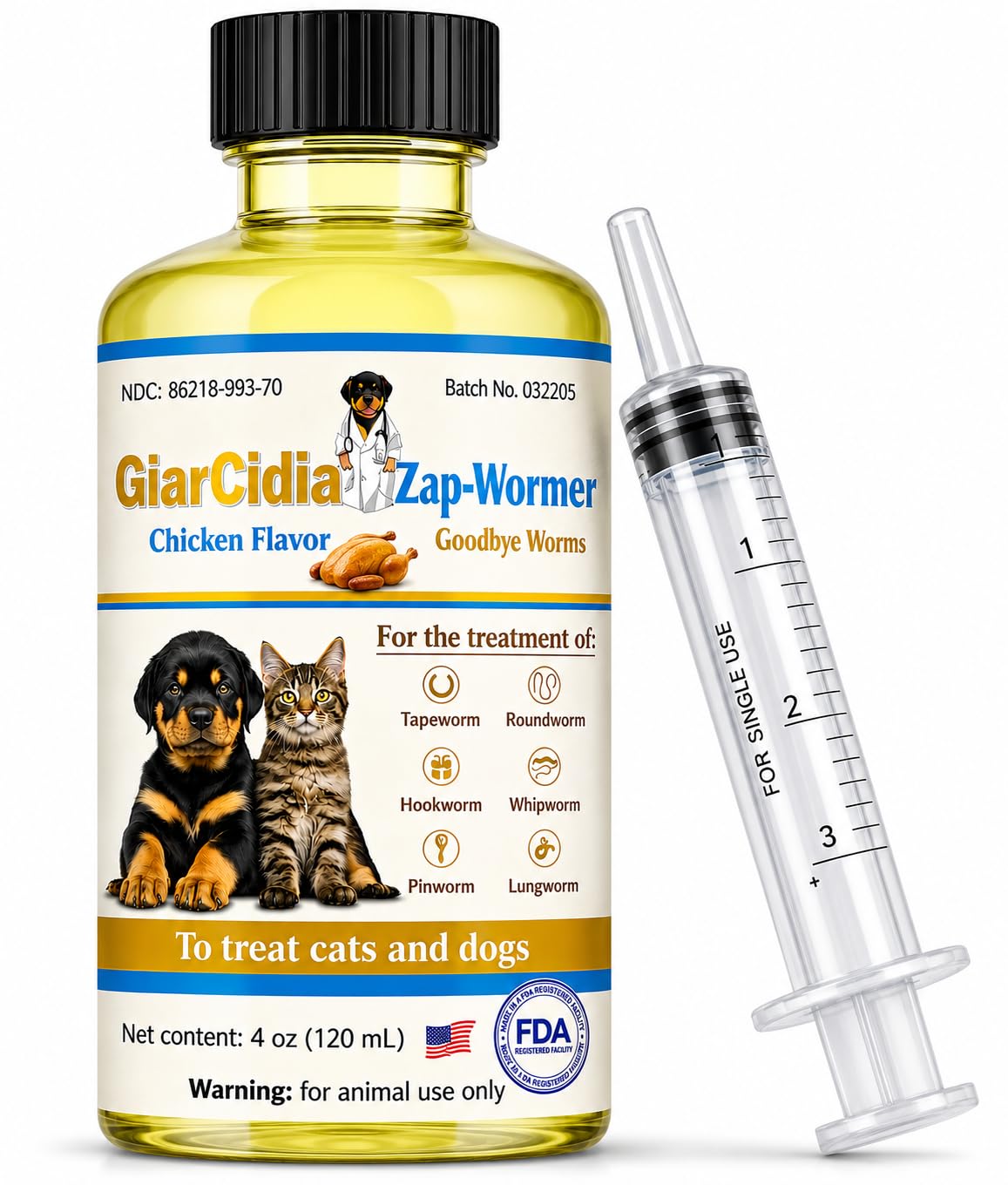 Chicken Flavour Dewormer 120 mL Glass Bottle with Dropper N191629