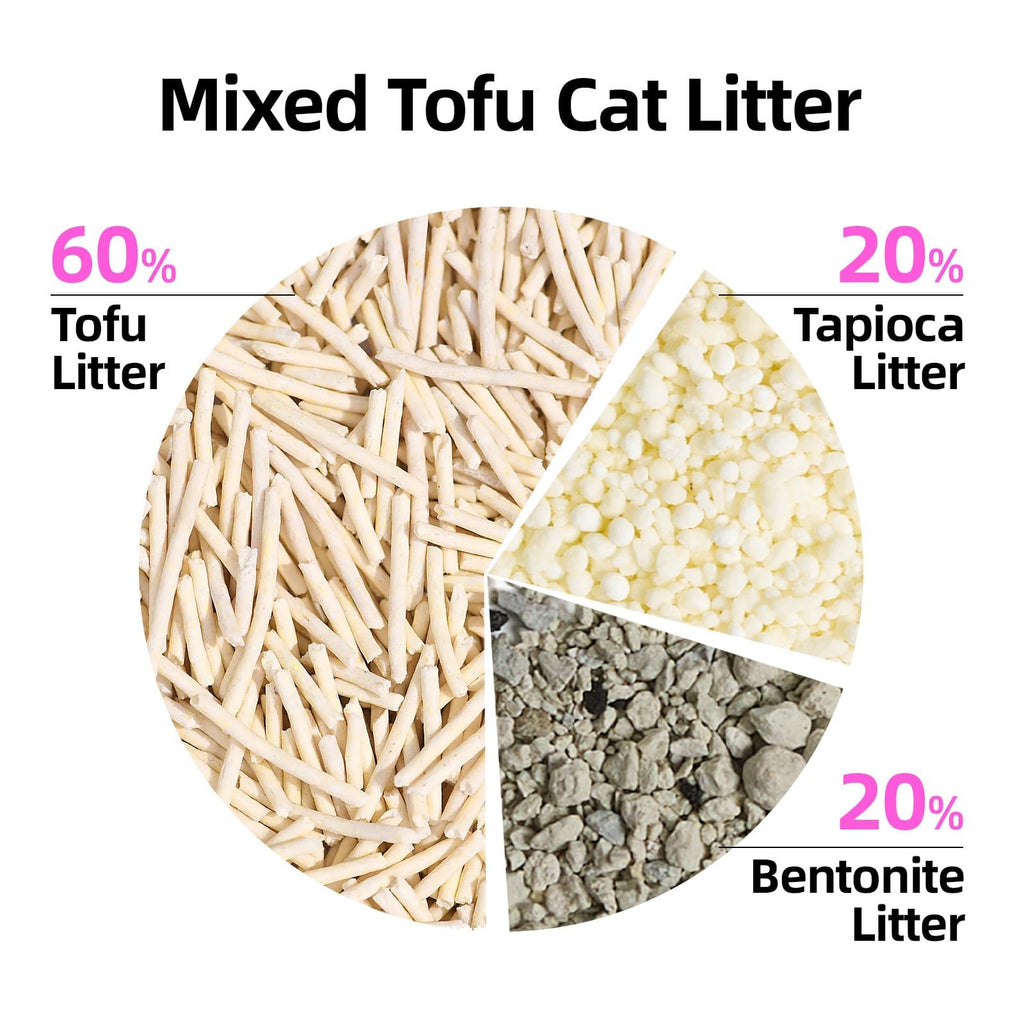 Clumping Cat Litter 99.9% Dust Free Flushable Mixed Tofu and Bentonite Odor Control 16.8lb O901078