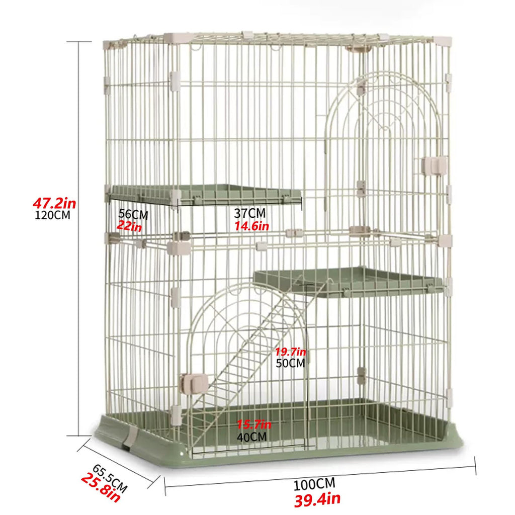3/4-Tier Cat Cage Playpen with 3 Platforms, 3 Doors & 2 Ramps E867400