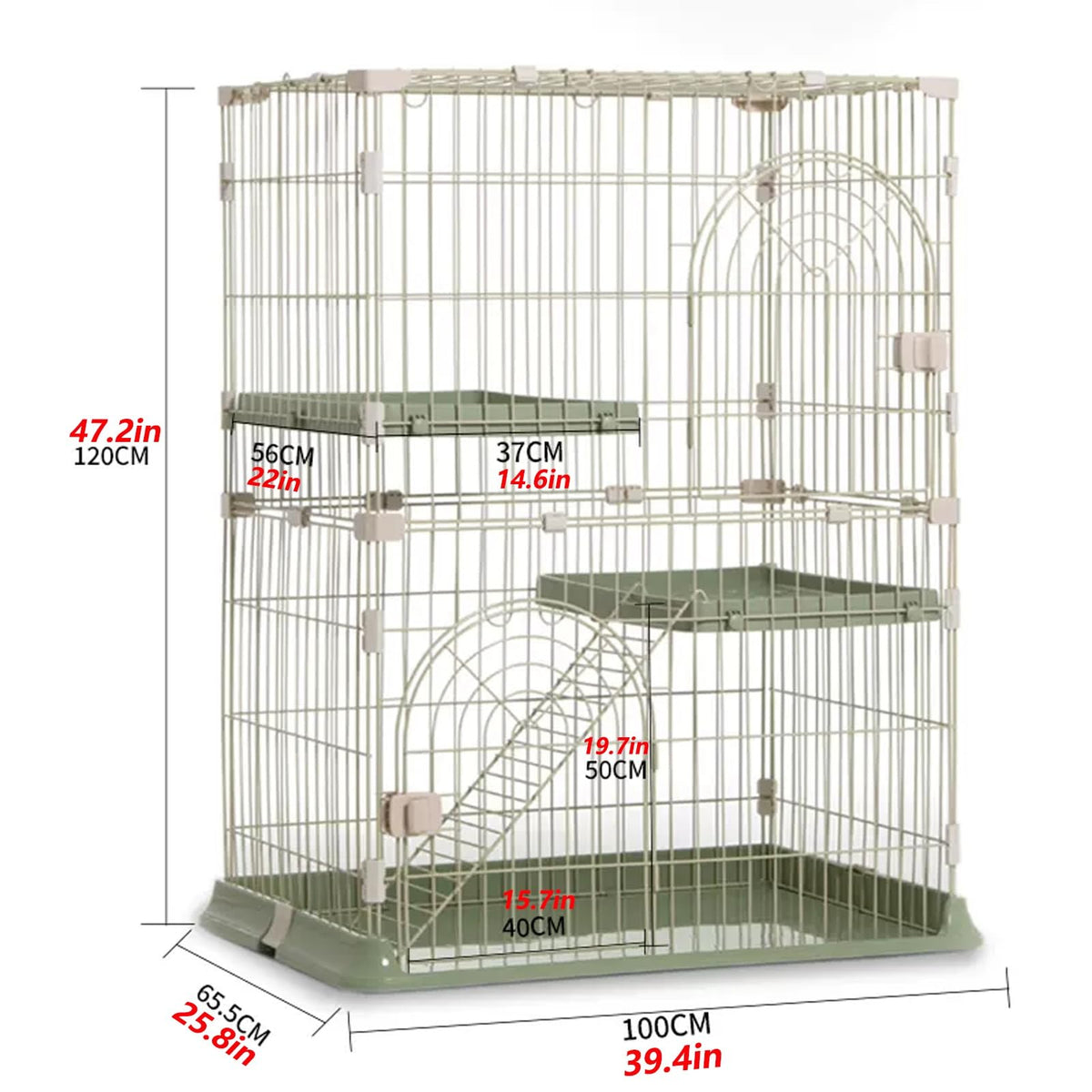 3/4-Tier Cat Cage Playpen with 3 Platforms, 3 Doors & 2 Ramps E867400