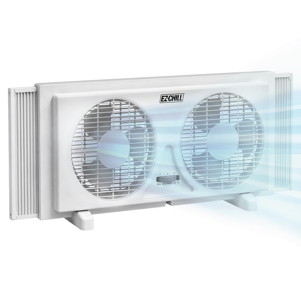 9" Twin Window Fan with Manual Reversible Airflow, 2 Speed, White I6314