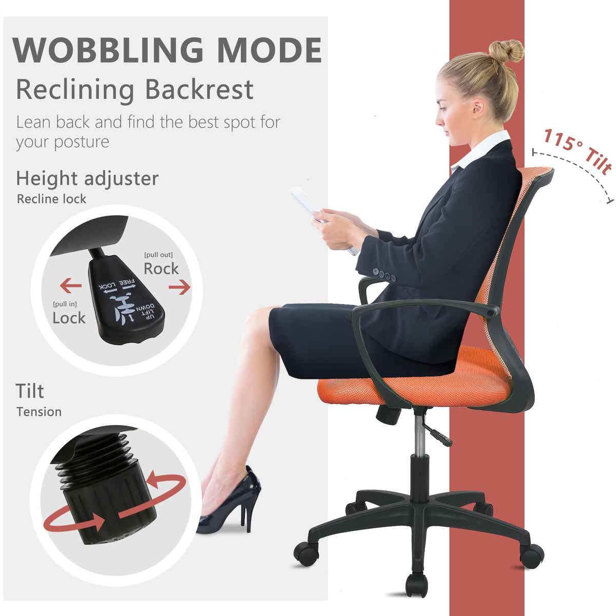 Orange Ergonomic Mesh Gaming Chair W623712