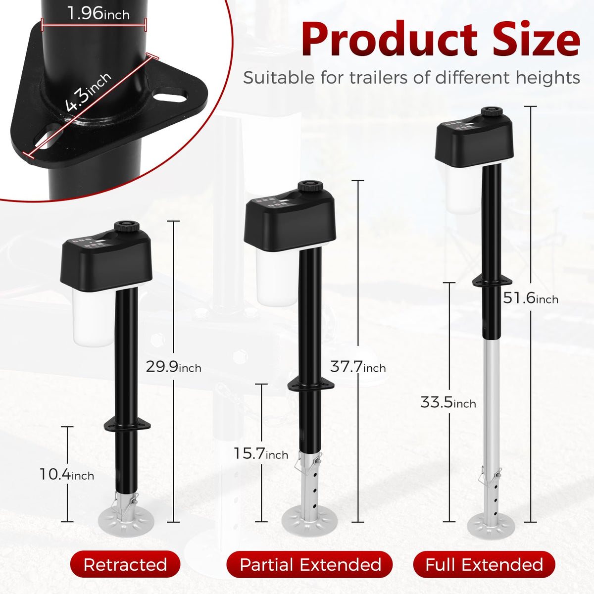 Electric Trailer Jack with 2 Remote Control, IP65 Waterproof N46424