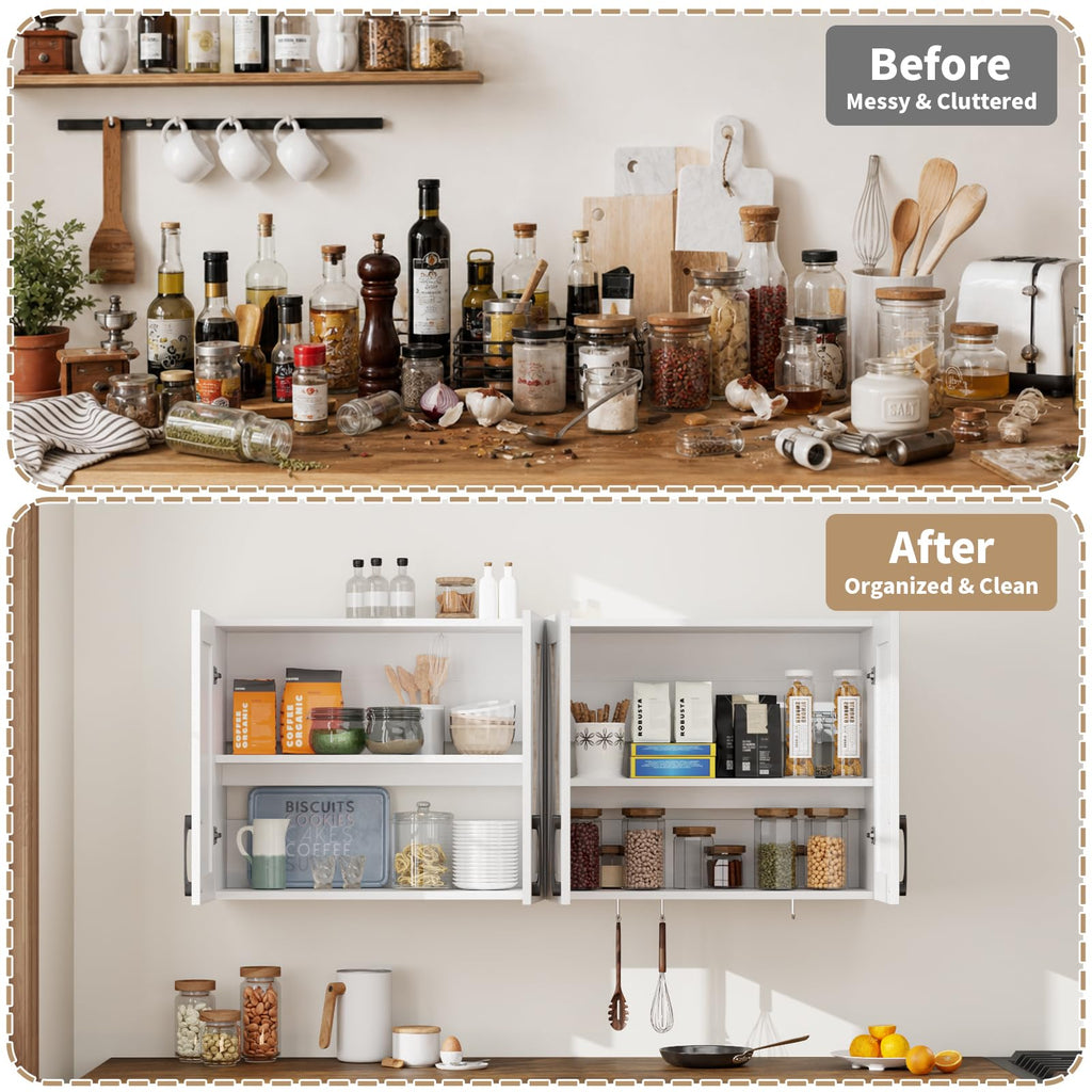 White Wall Mounted Storage Cabinet with 4 Barn Doors P920