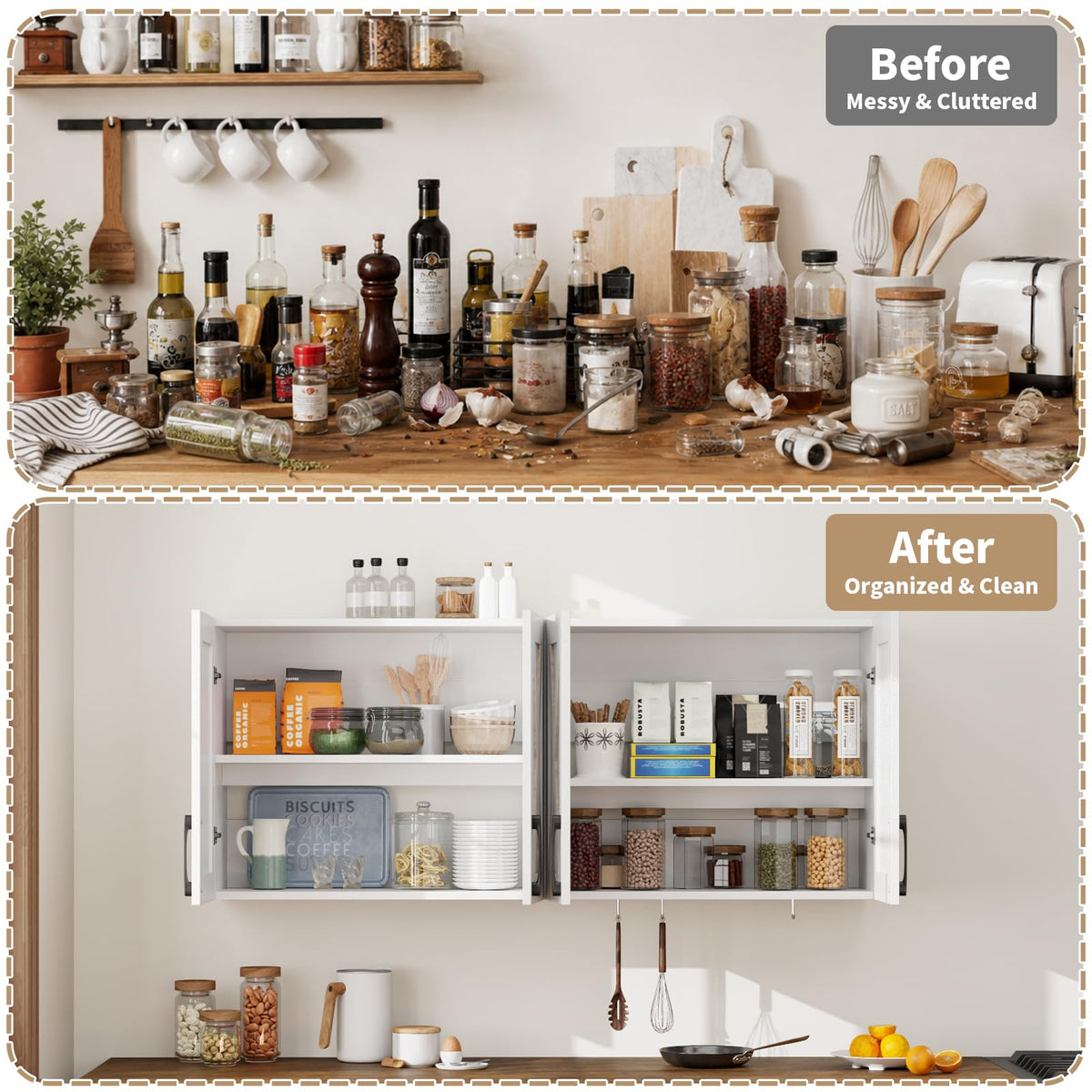 White Wall Mounted Storage Cabinet with 4 Barn Doors P920