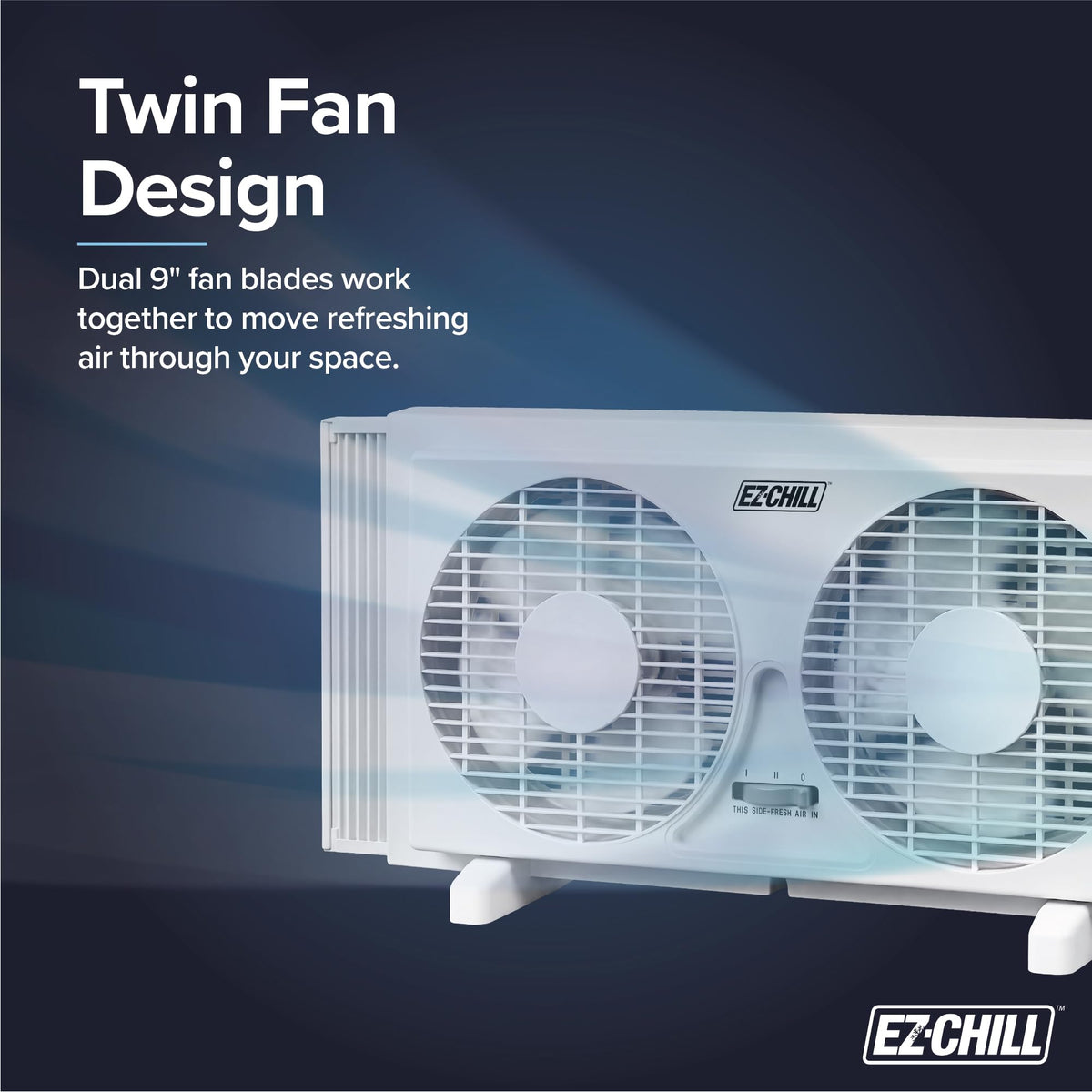 9" Twin Window Fan with Manual Reversible Airflow, 2 Speed, White I6314