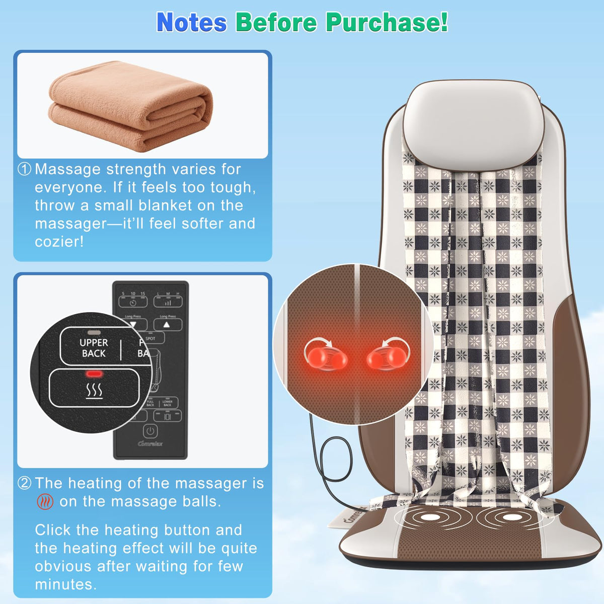 Shiatsu Back Massager with Heat, 2 Vibration Motors, PU Leather V56633
