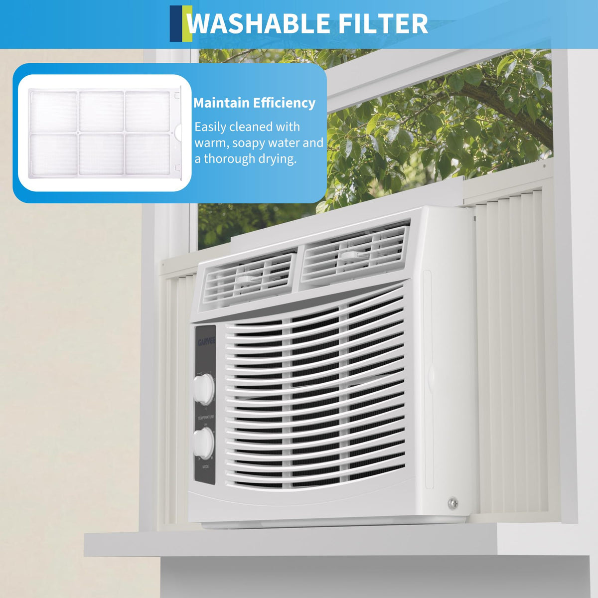 5000 BTU White Window Air Conditioner with Fan Function Y454
