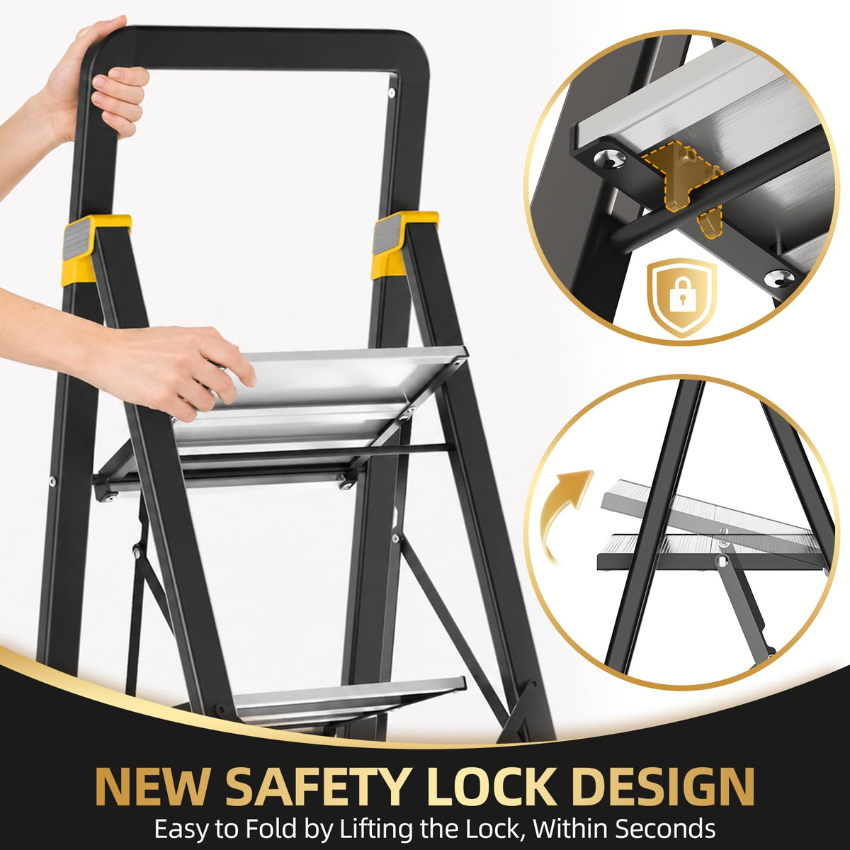 2 Step Ladder Lightweight Aluminum Folding Step Stool V4757