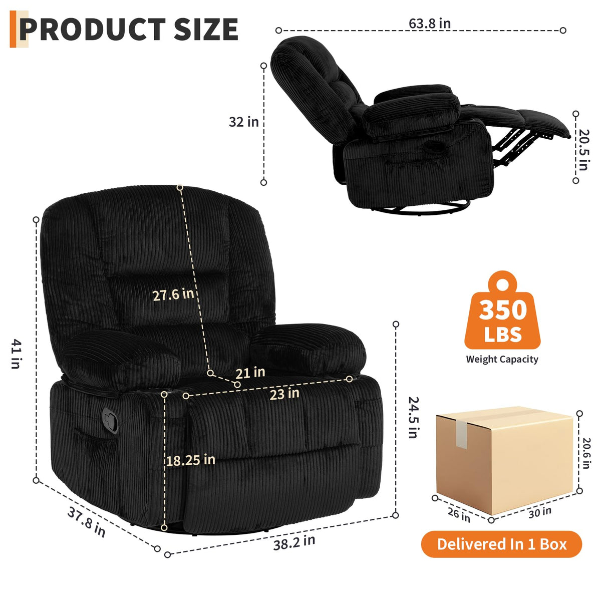 Oversized Swivel Rocker Recliner Chair C499