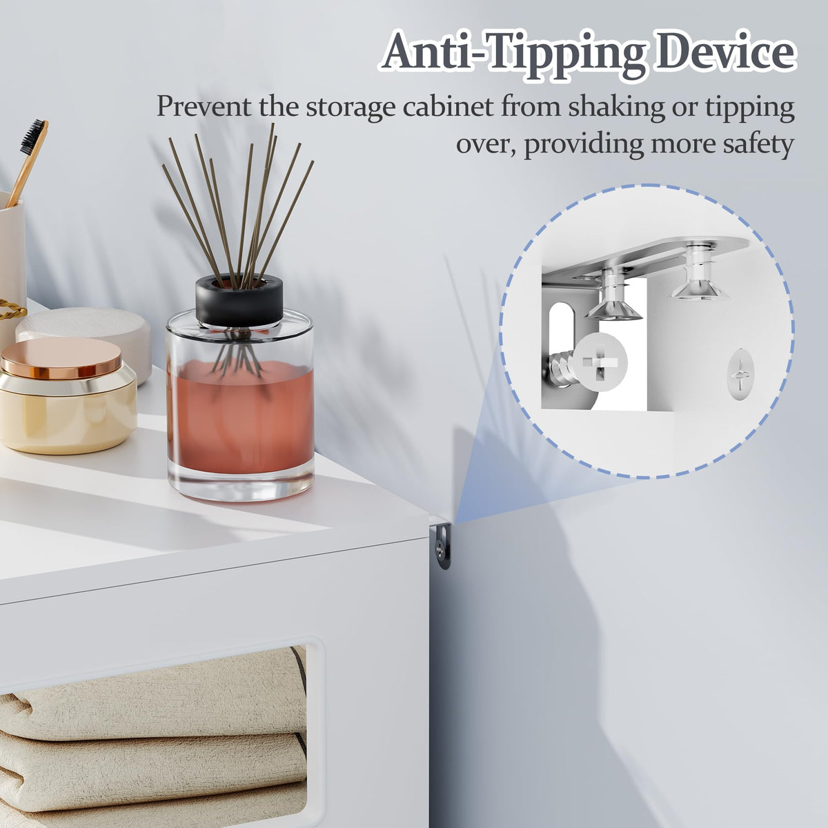 Bathroom Storage Cabinet with Adjustable Shelf & Doors I23123