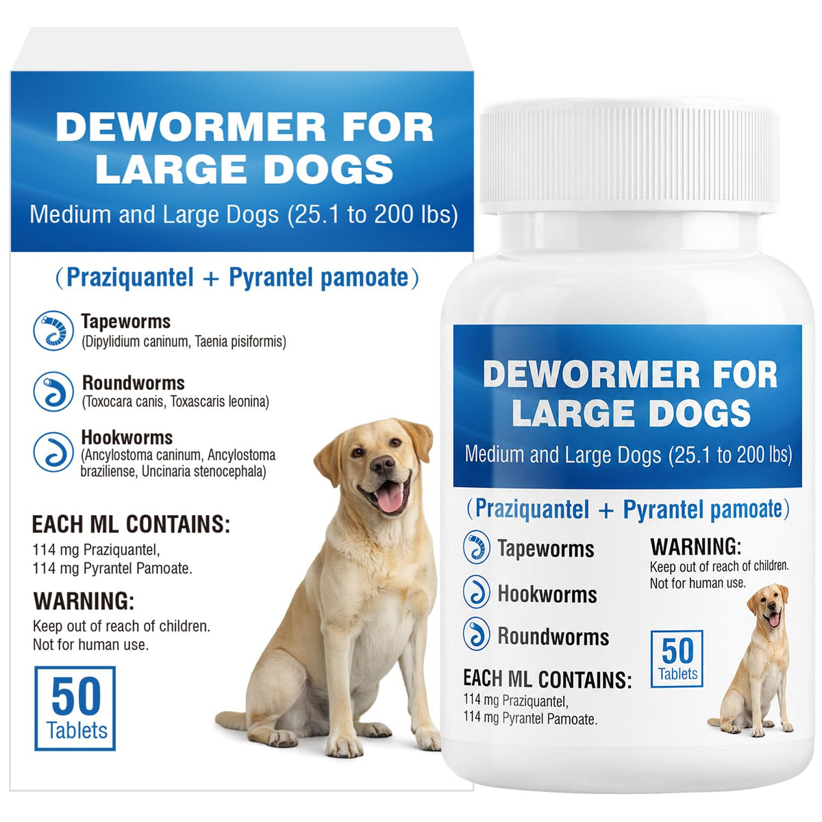 Dog Tapeworm Roundworm & Hookworm Oral Treatment Tablets J724457