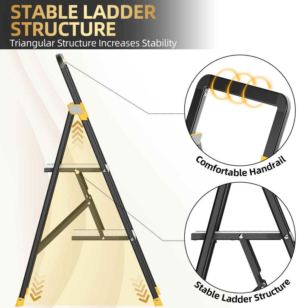 2 Step Ladder Lightweight Aluminum Folding Step Stool V4757