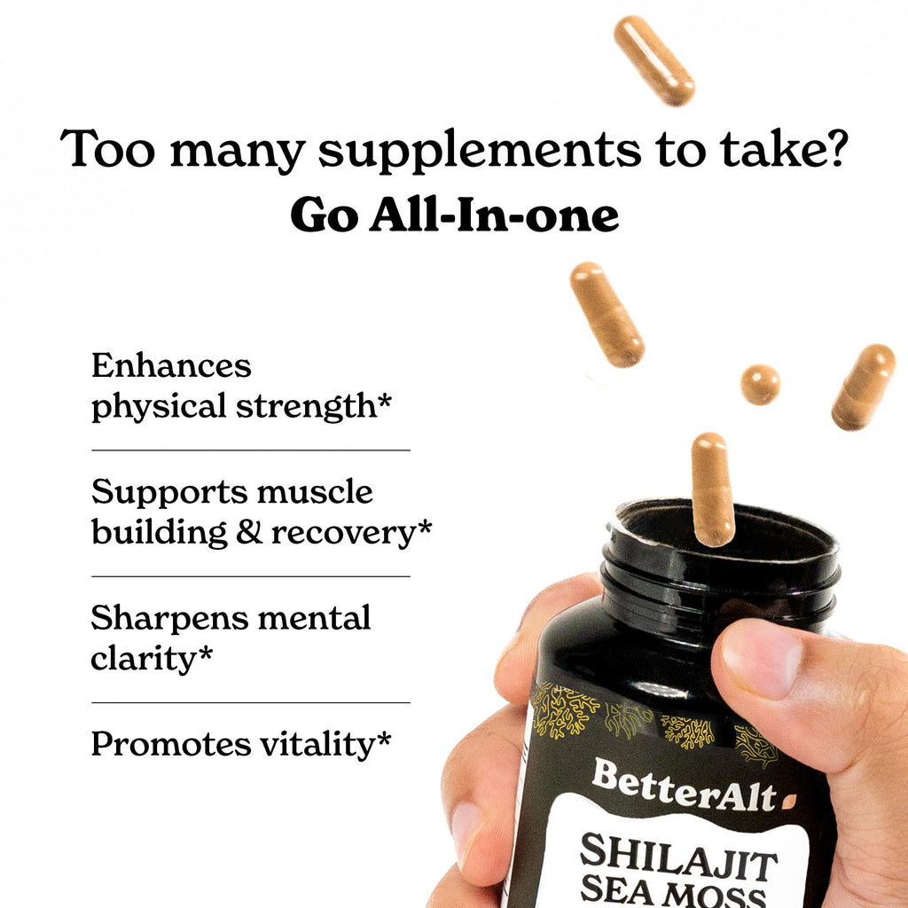 Shilajit Maca Root Ginkgo Biloba Sea Moss Ashwagandha Tongkat Ali Panax Ginseng Safed Musli & Zinc 20 Capsules Supplement G25687