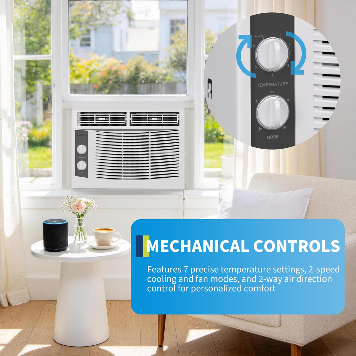 5000 BTU White Window Air Conditioner with Fan Function Y454