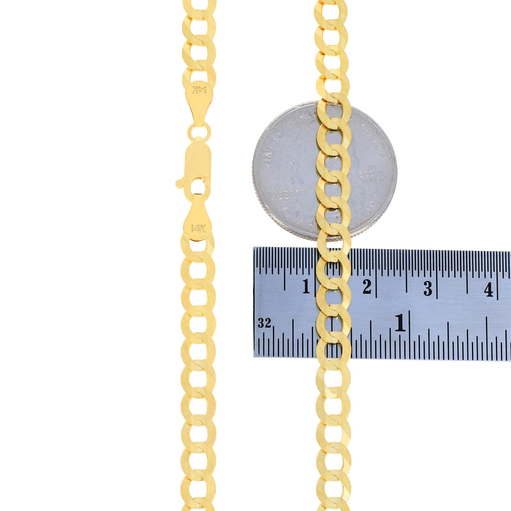 14k Yellow Gold Cuban Curb Link Chain Necklace F155253