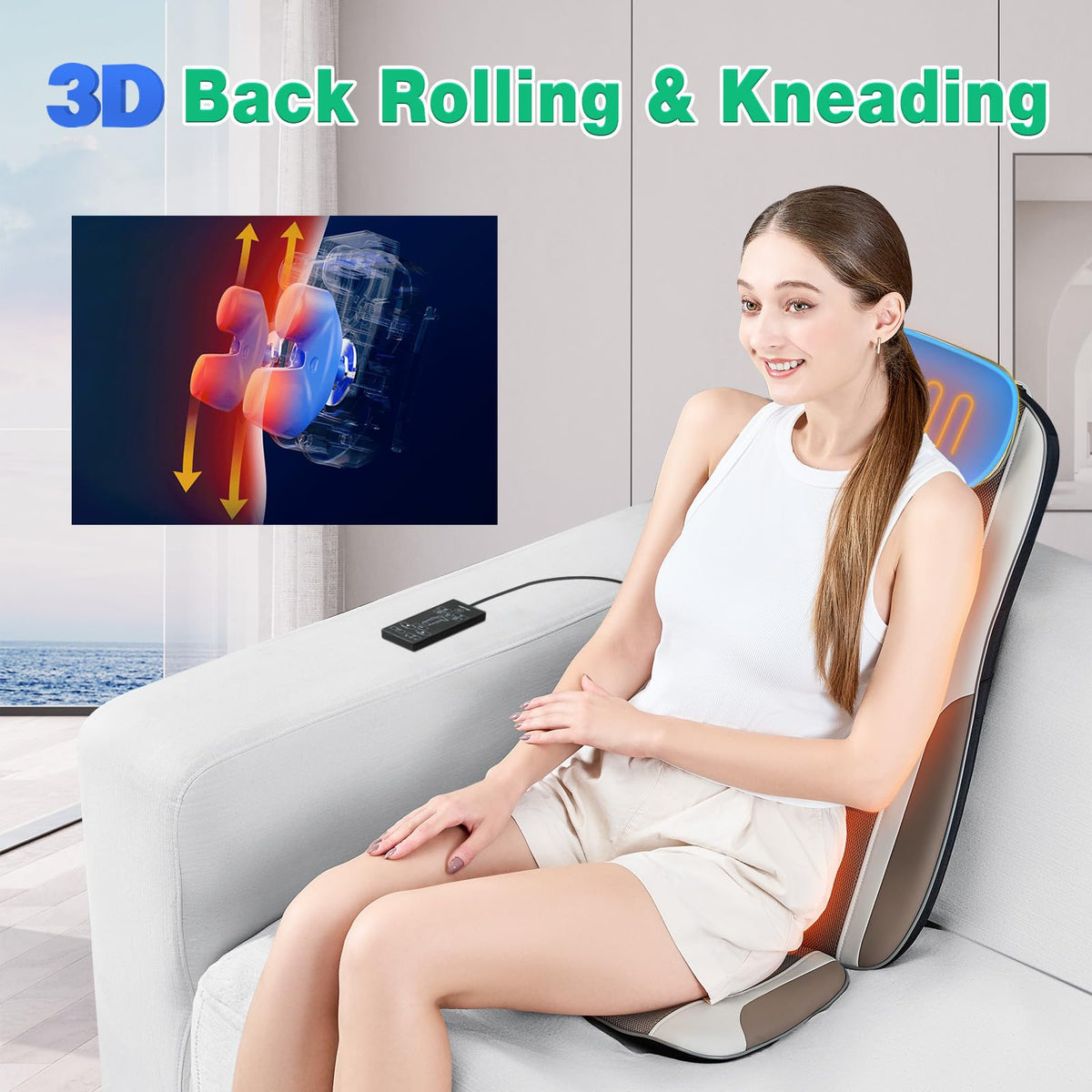 Shiatsu Back Massager with Heat, 2 Vibration Motors, PU Leather V56633