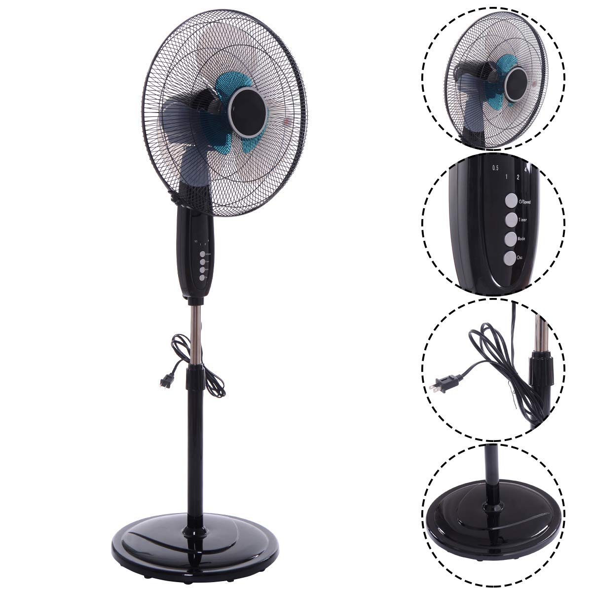 16" Oscillating Pedestal Fan with Remote Control T227