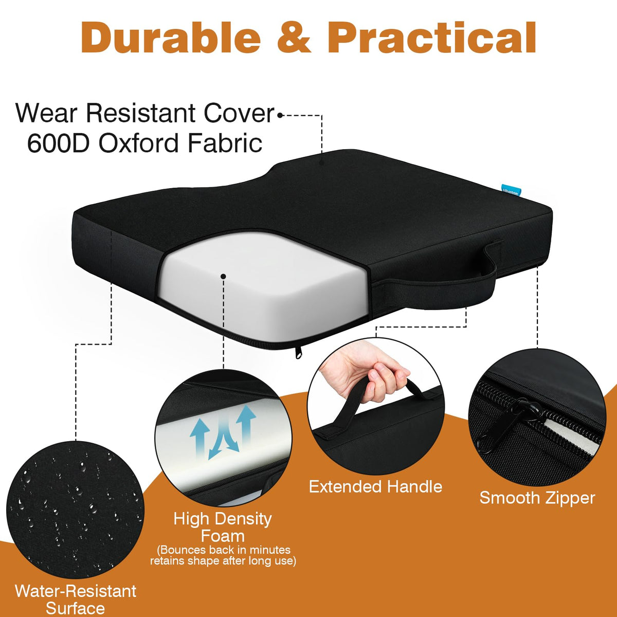 Portable Extra Thick Waterproof Stadium Seat Cushions with Handle, 2PCS K537