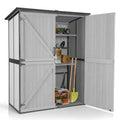 Off-White Storage Shed with Metal Frame, Wooden Floor and Adjustable Shelves P8441