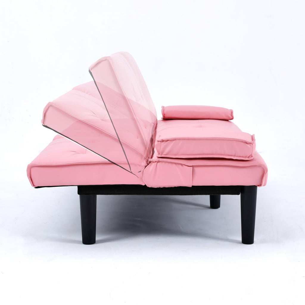 Pink 3 in 1 Convertible Sleeper Sofa Bed with Cup Holder M240565