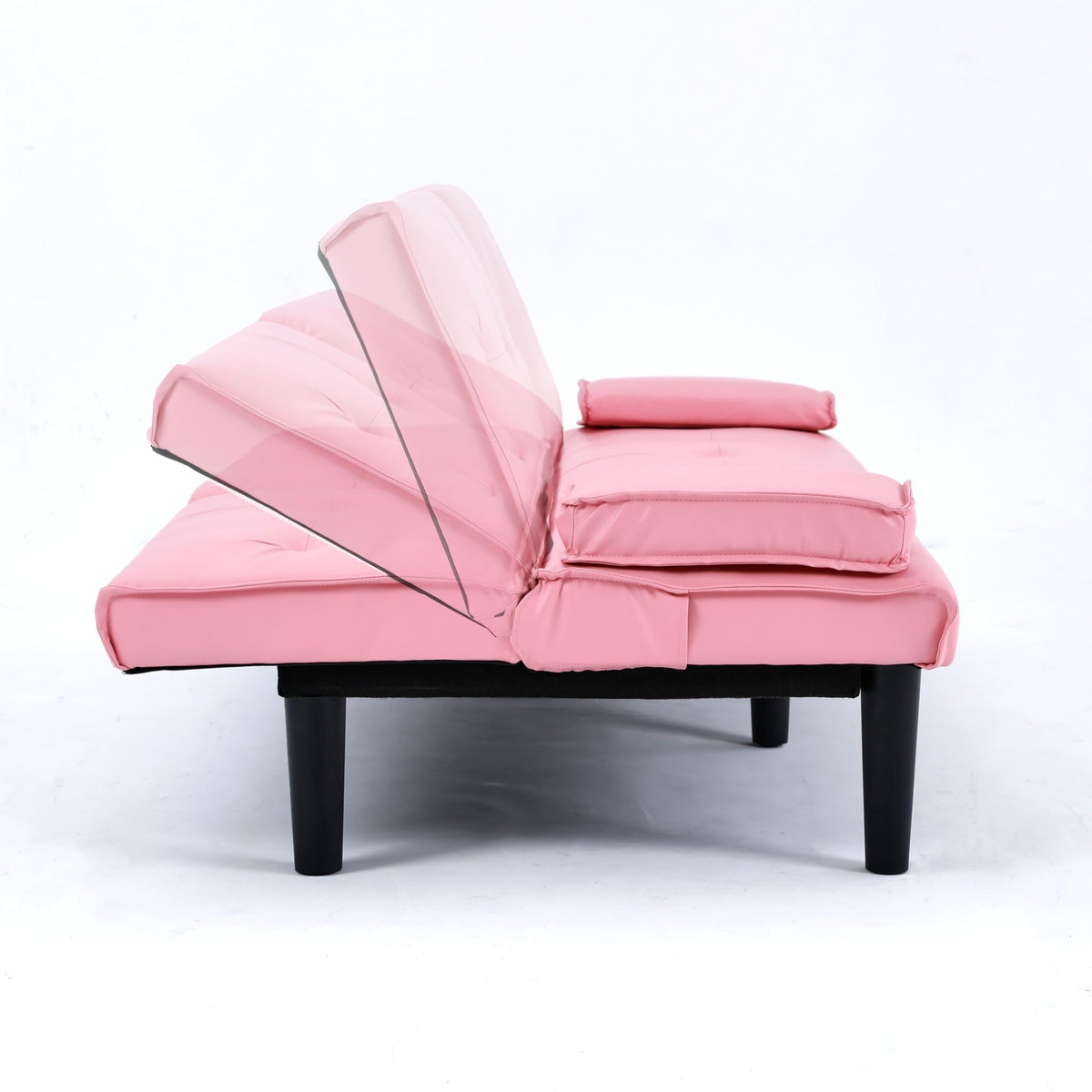Pink 3 in 1 Convertible Sleeper Sofa Bed with Cup Holder M240565