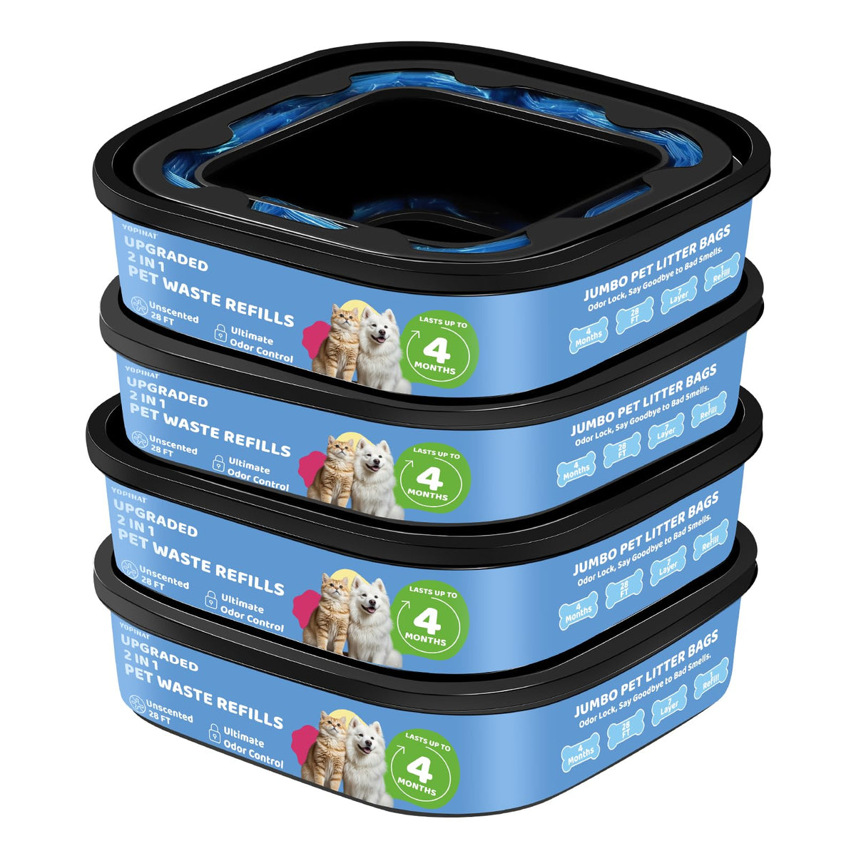 Dog Cat Poop Litter Bags 4 Pack Refill Bags A4819