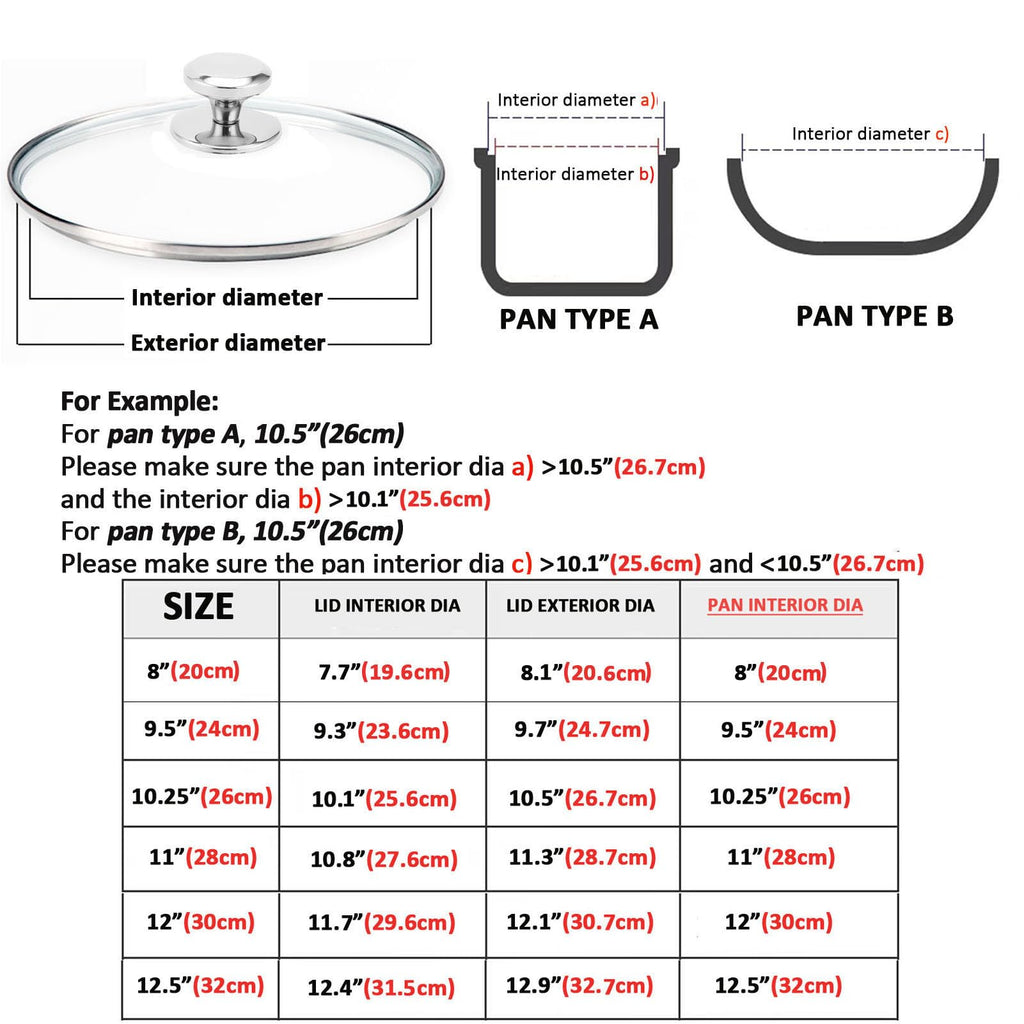 Glass Lids for Frying Pans, Pots, Cast Iron Pans T57114