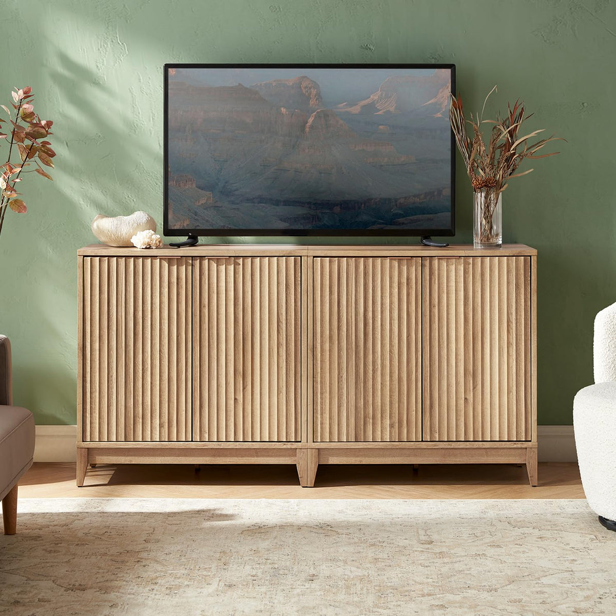 Fluted Storage Cabinet with Adjustable Shelf K851598