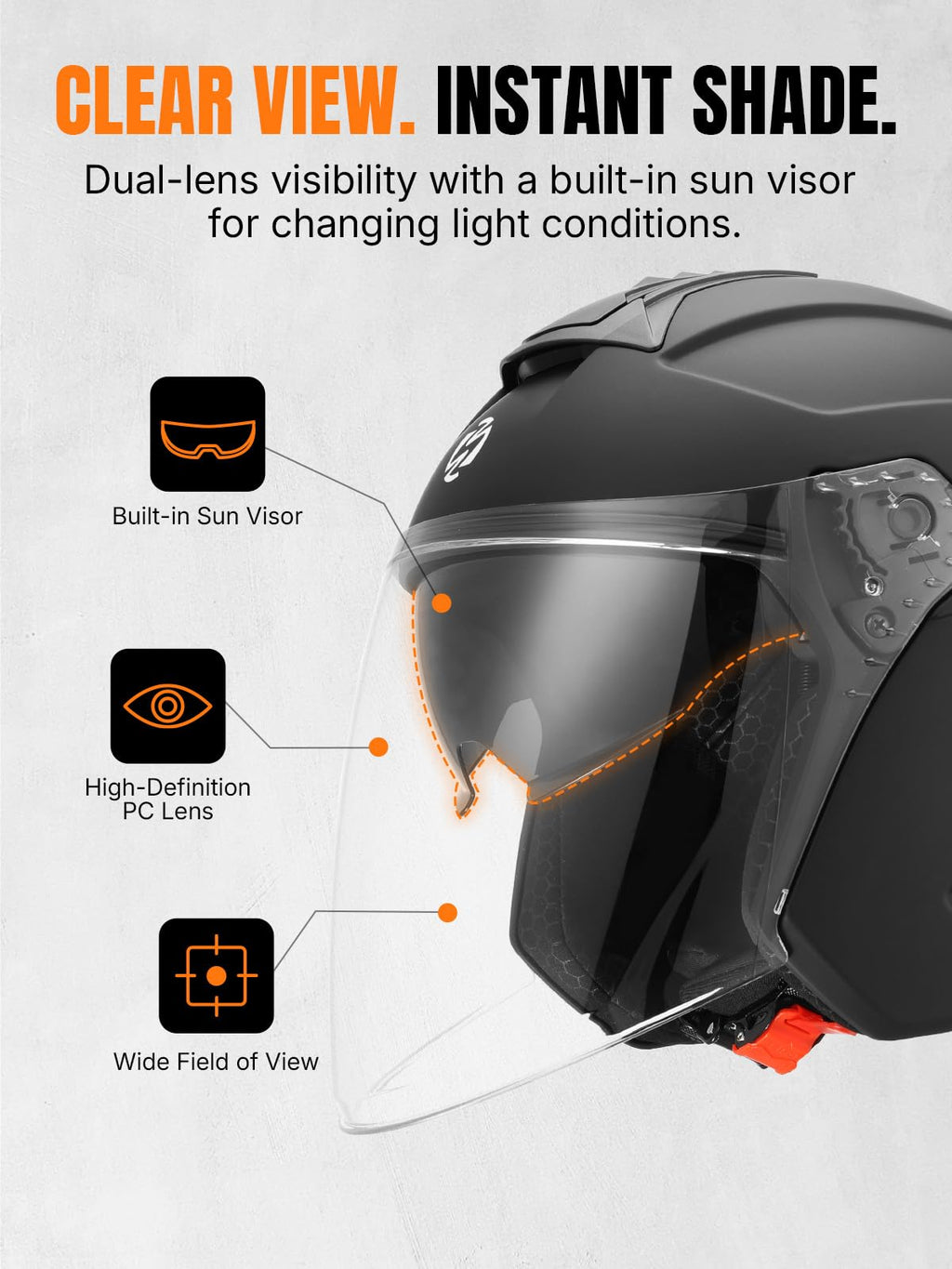 3/4 Motorcycle Helmet DOT Approved Open Face N96676