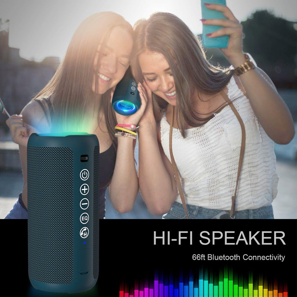 Portable Bluetooth Speaker 2-Pack IPX7 Waterproof 24W Stereo White Midnight Blue C5097