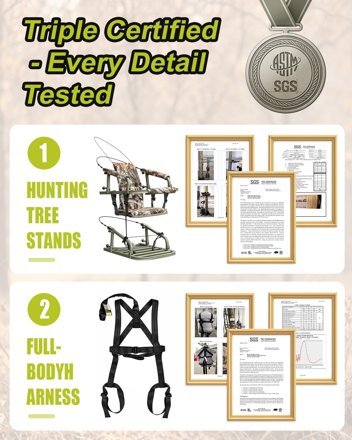 Climbing Tree Stand with Harness and Camo Seat Cushion L381129