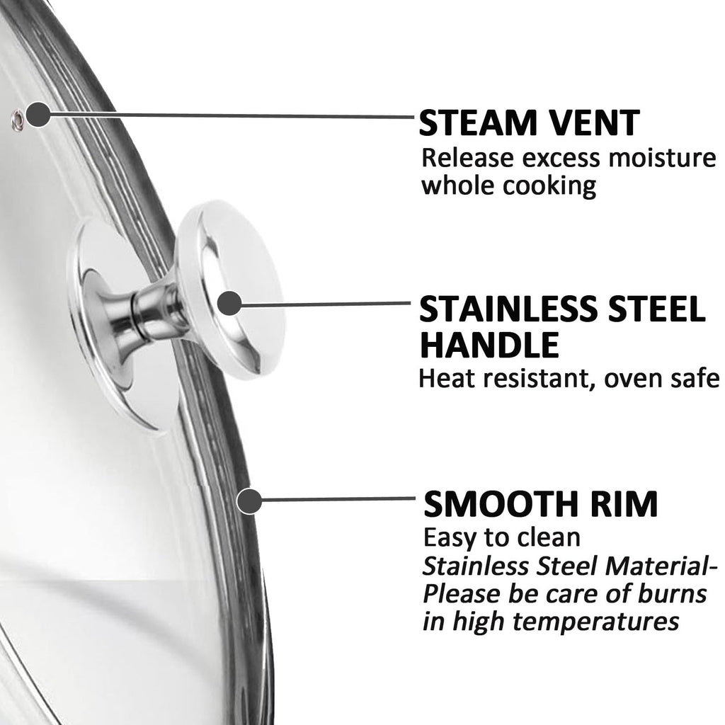 Glass Lids for Frying Pans, Pots, Cast Iron Pans T57114