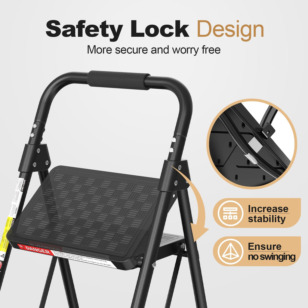 4 Step Ladder with Anti-Slip Pedal and Cushioned Handle J9442