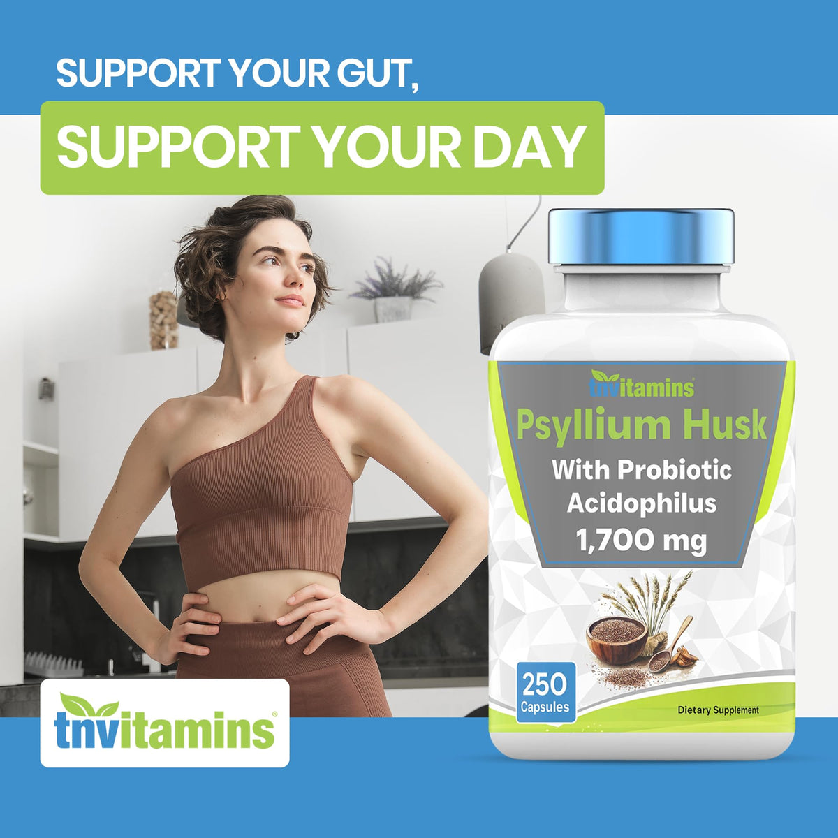 Psyllium Husk Capsules 1700 MG 250 Capsules E24218