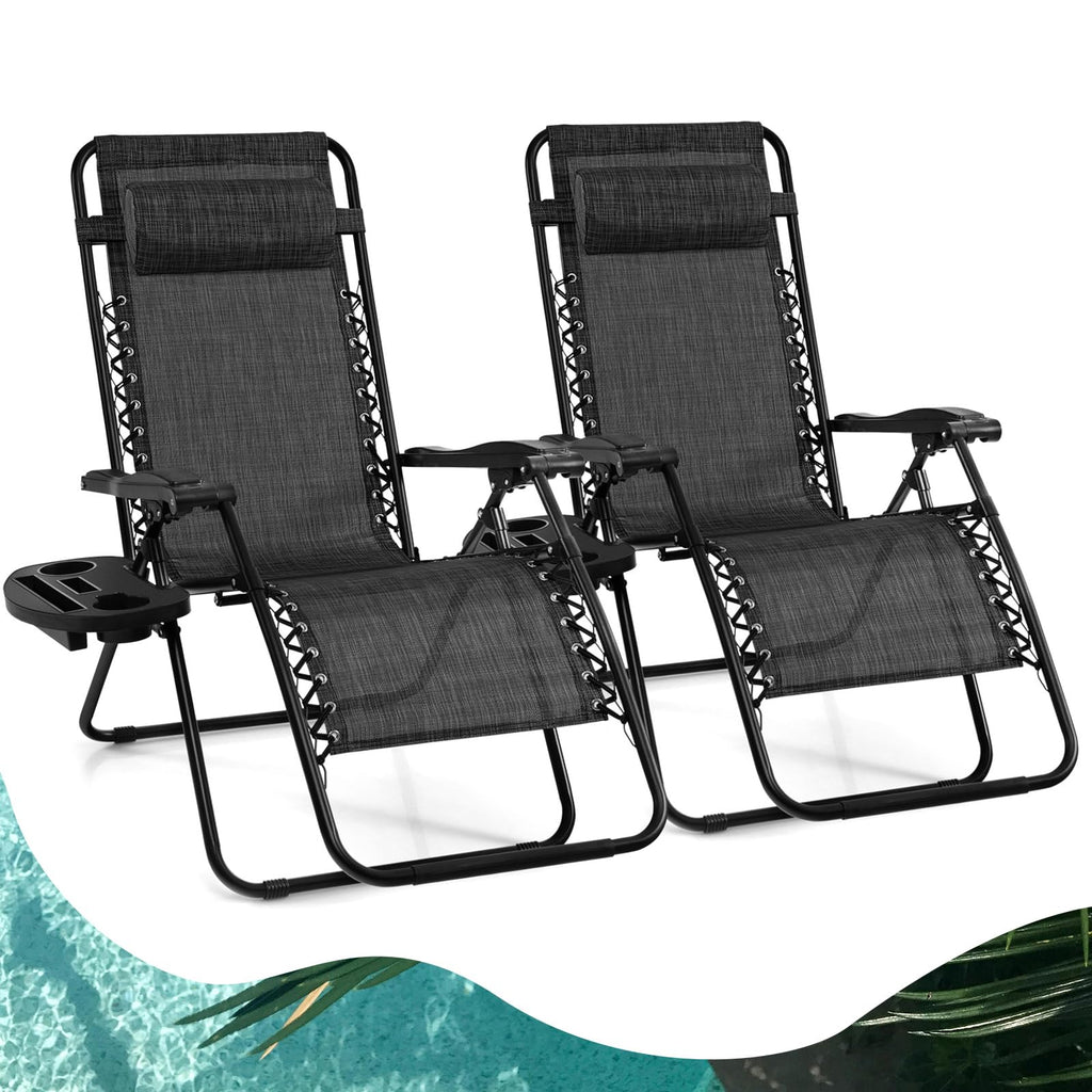 Zero Gravity Lounge Chairs Set of 2 Gray H86472