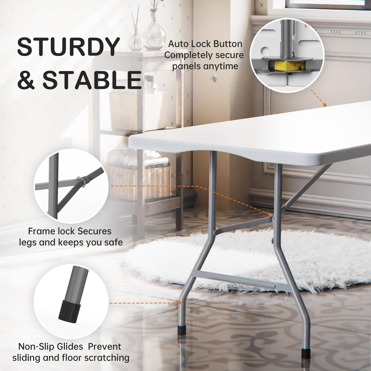 6 Foot Folding Plastic Table Heavy Duty HDPE K861793