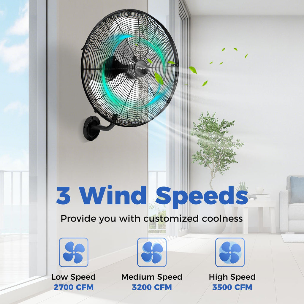 20-inch 3 Speed Metal Wall Mount Fan Z666