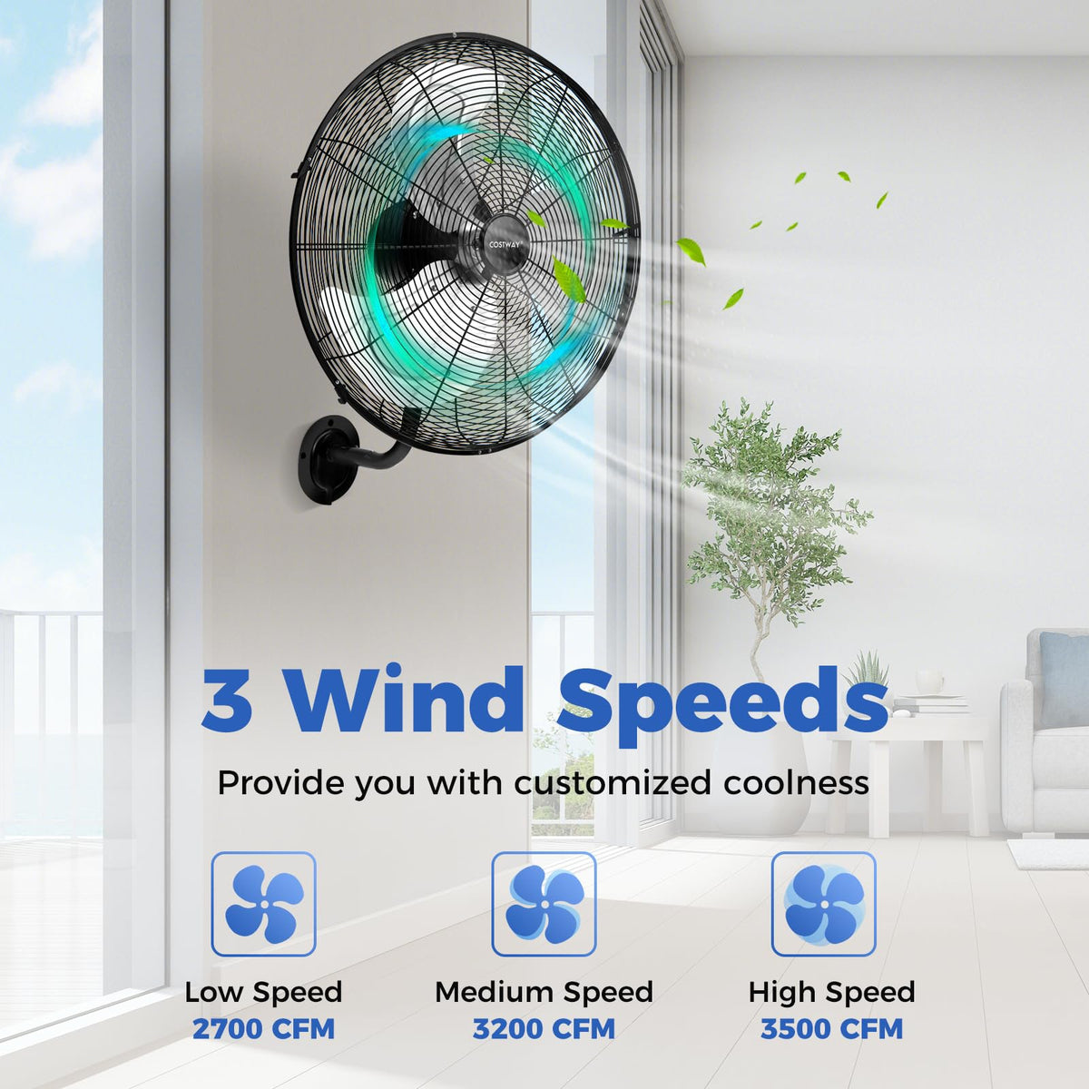 20-inch 3 Speed Metal Wall Mount Fan Z666