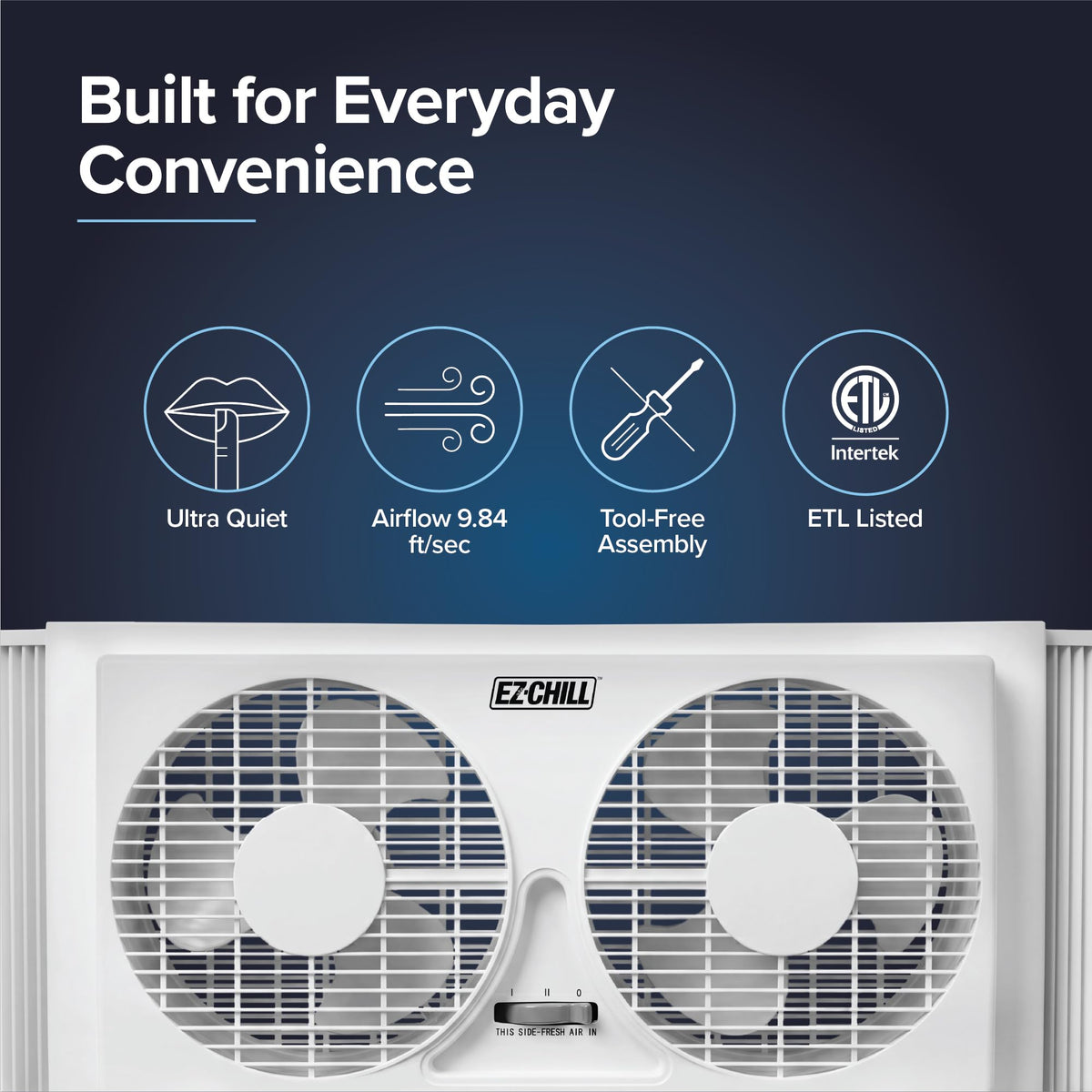 9" Twin Window Fan with Manual Reversible Airflow, 2 Speed, White I6314