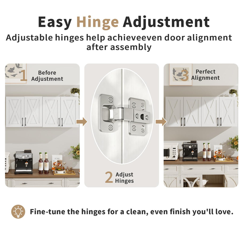 White Wall Mounted Storage Cabinet with 4 Barn Doors P920
