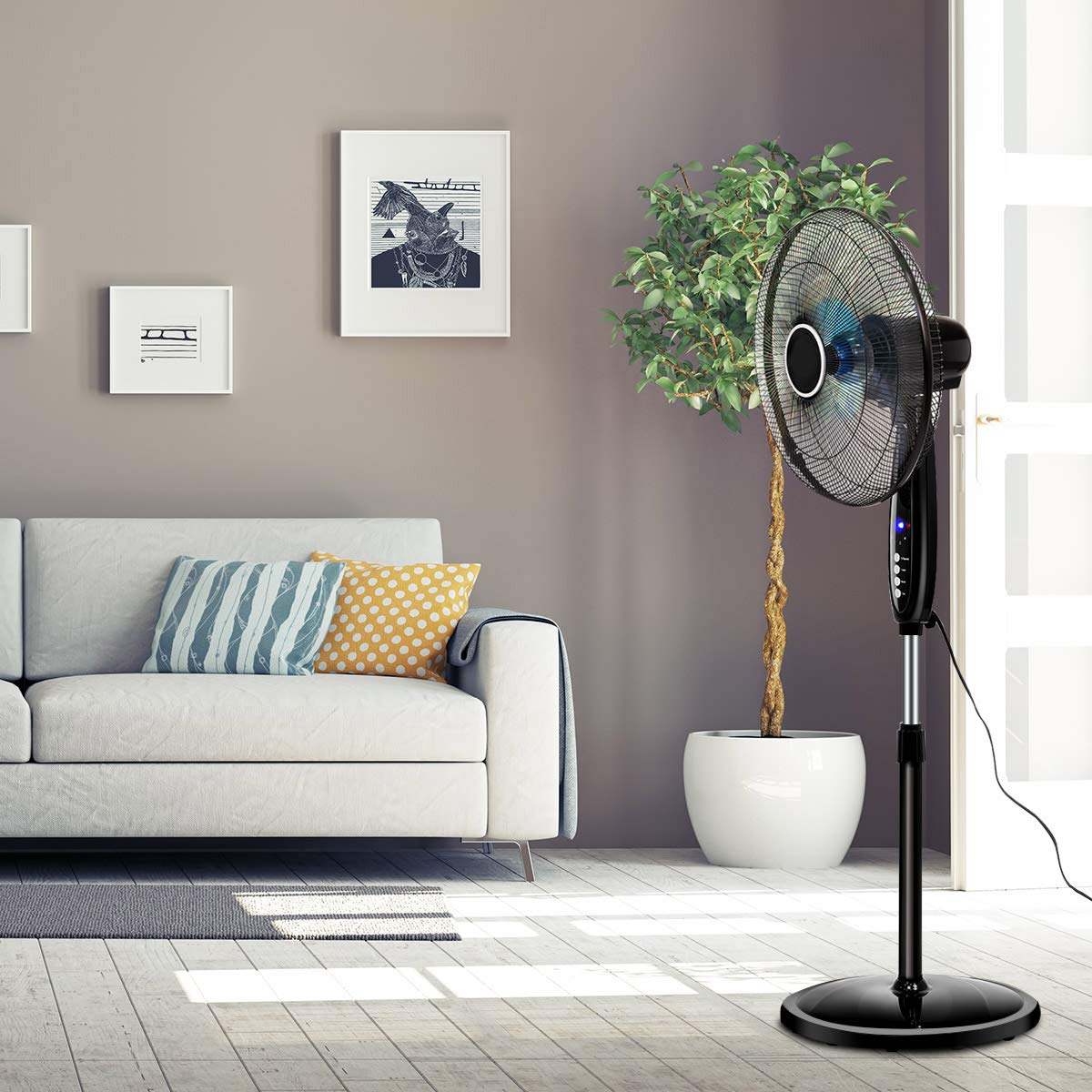 16" Oscillating Pedestal Fan with Remote Control T227