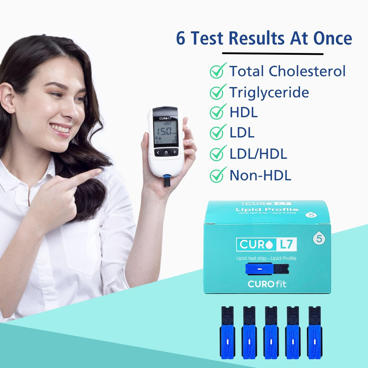 Blood Cholesterol Testing Kit with Test Strips and Lancets Q5921