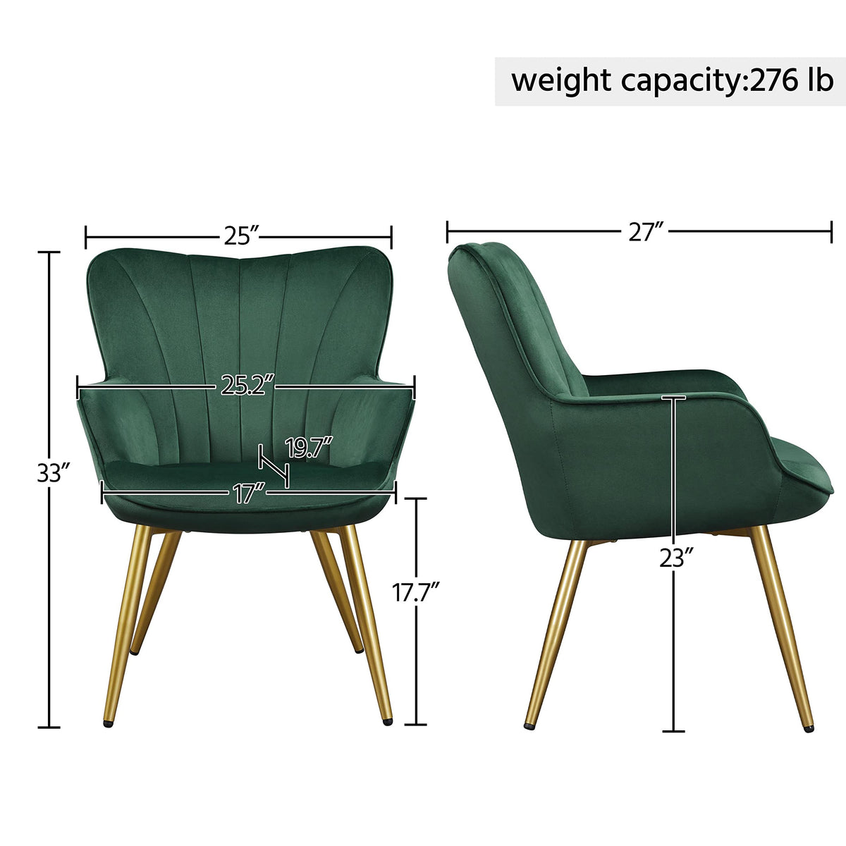 Green Upholstered Accent Chairs Set of 2 V4494