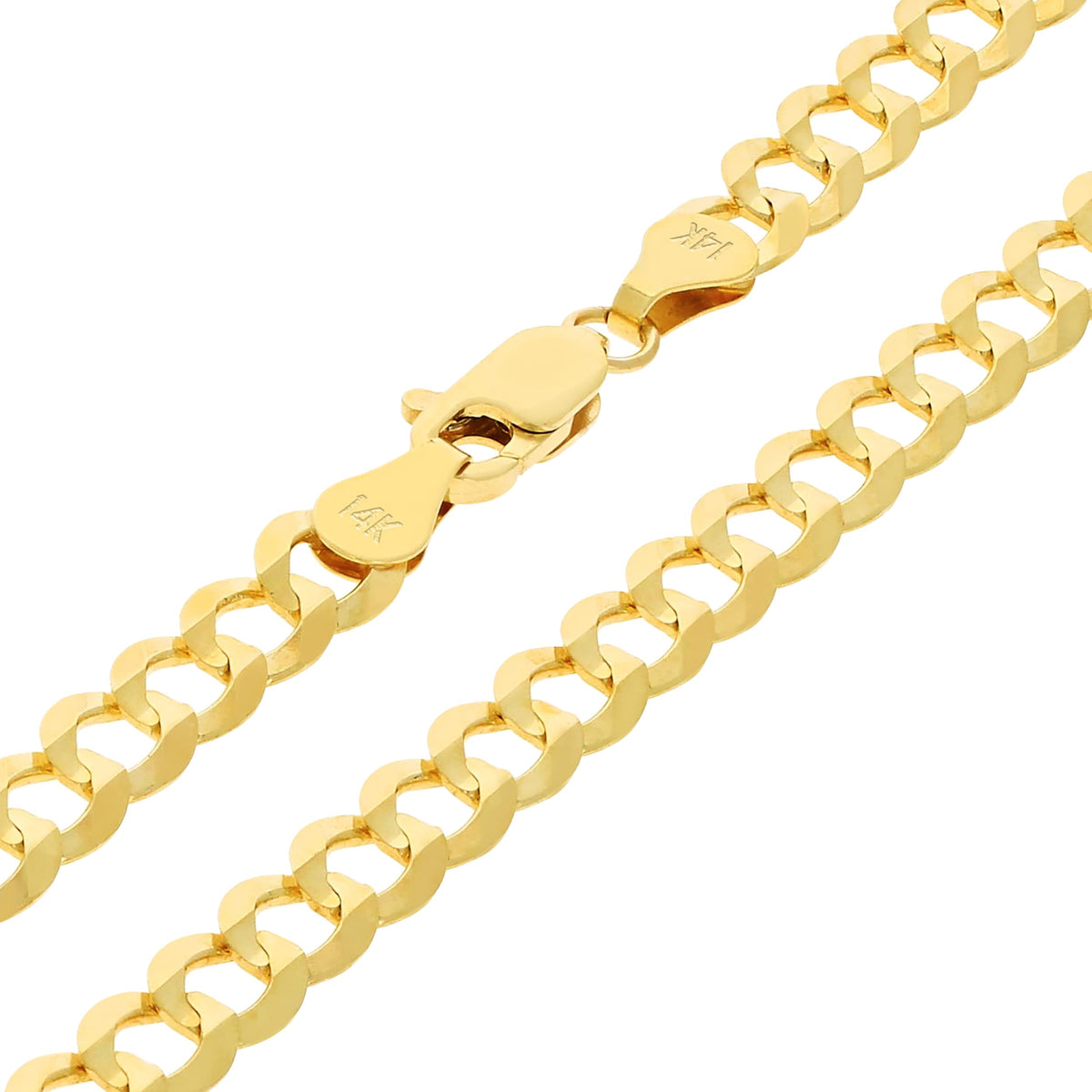 14k Yellow Gold Cuban Curb Link Chain Necklace F155253
